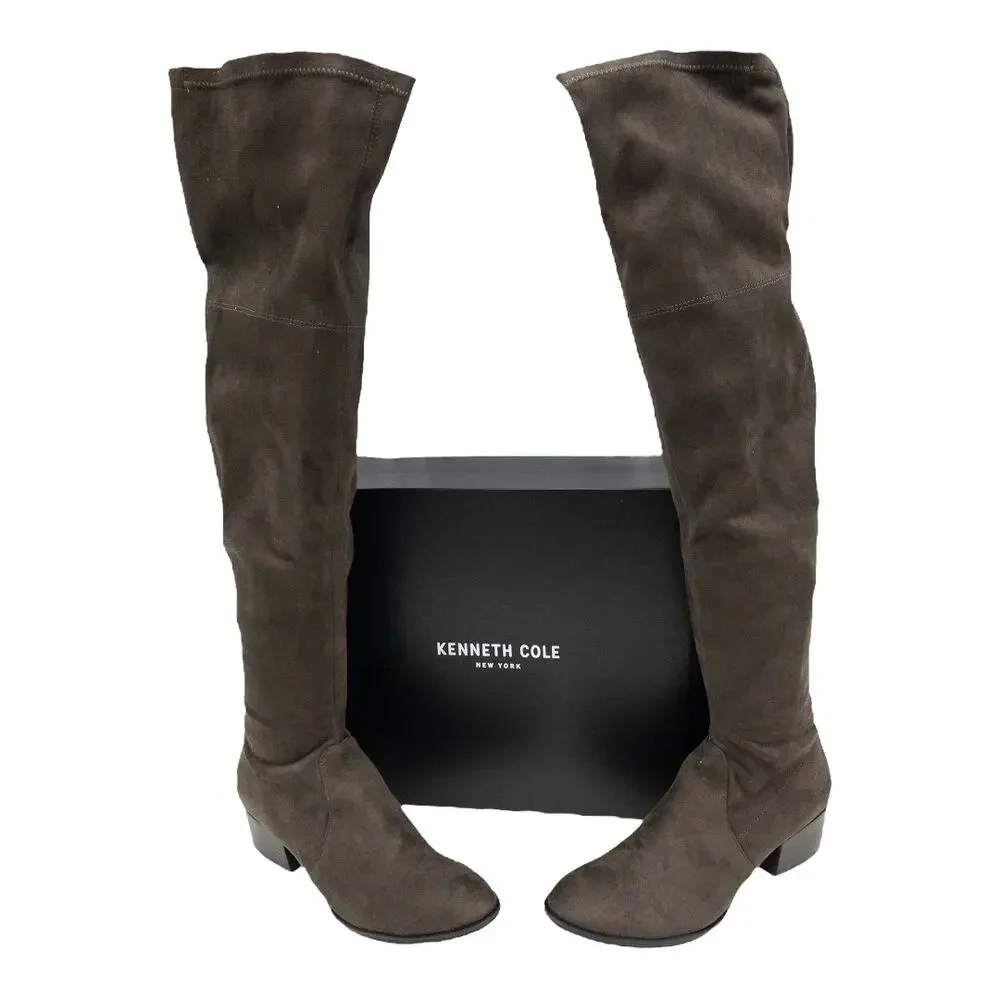 Kenneth Cole New York  Adelynn Over The Knee Boots 8.5 Women's Asphalt Brown